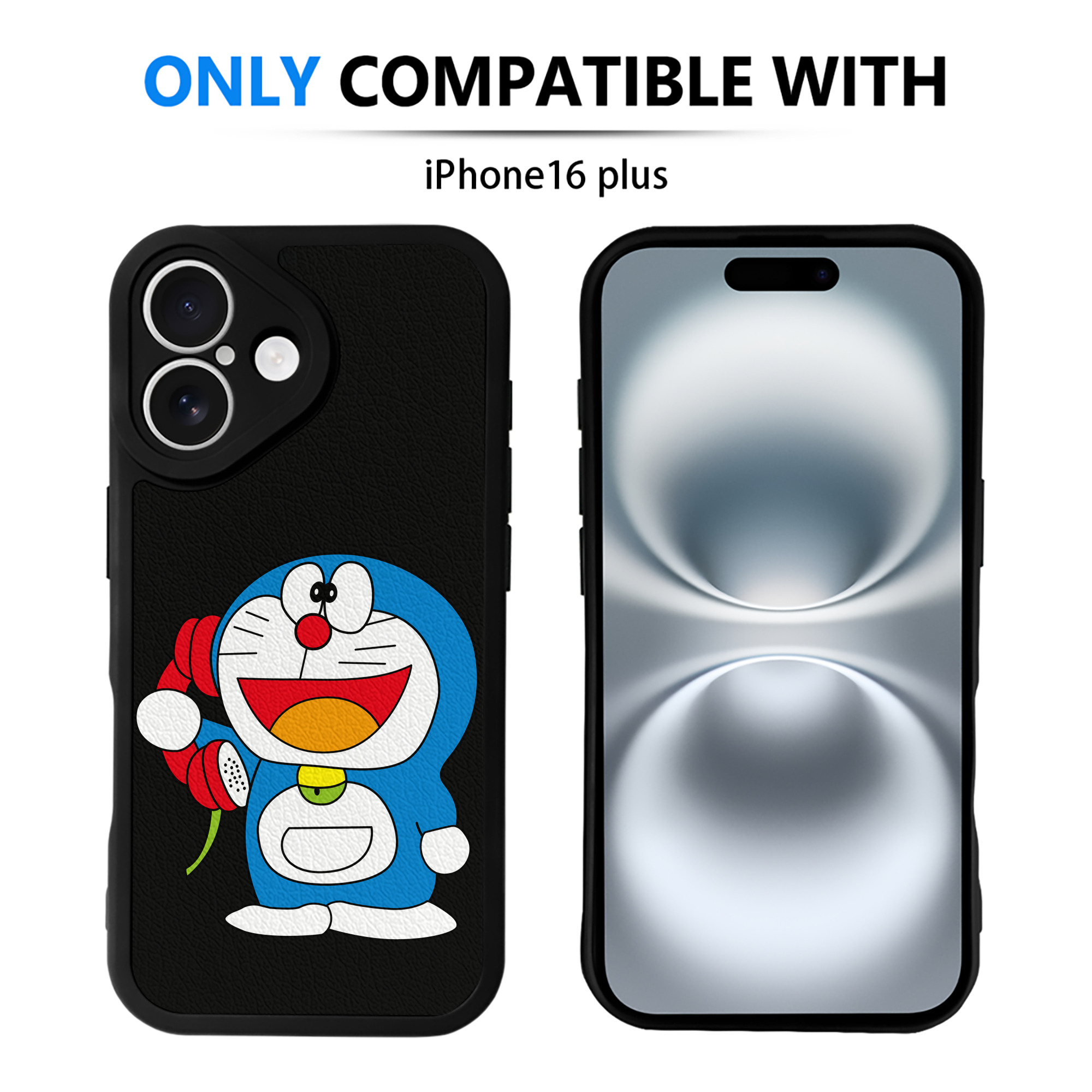 （画像用） ドラえもん Doraemon 【iPhone 16シリーズ対応】シリコンスマホケース（レザー調） 材質：シリコン